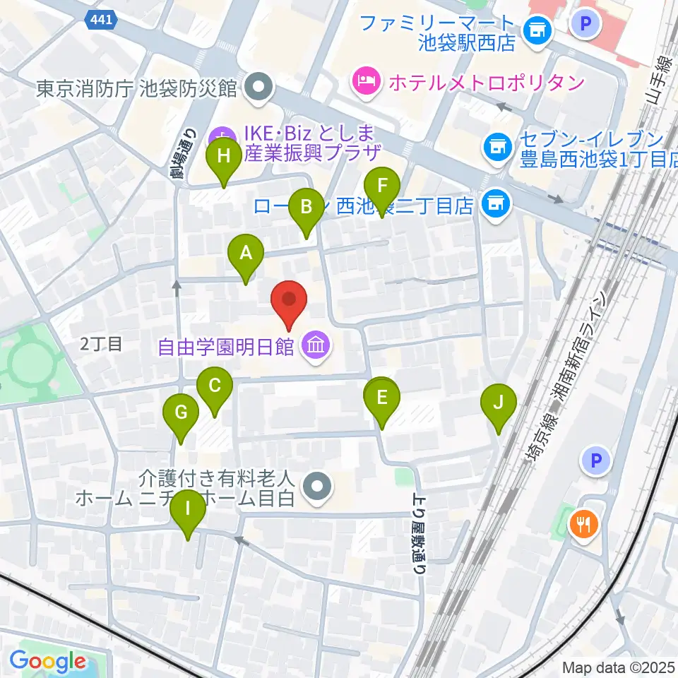 自由学園明日館周辺の駐車場・コインパーキング一覧地図