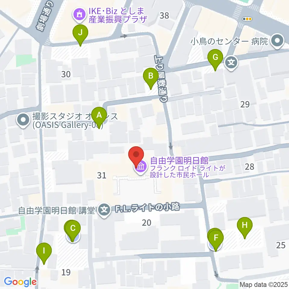 自由学園明日館周辺の駐車場・コインパーキング一覧地図