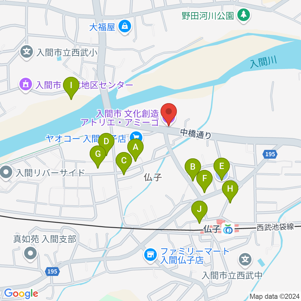 入間市文化創造アトリエ アミーゴ周辺の駐車場・コインパーキング一覧地図