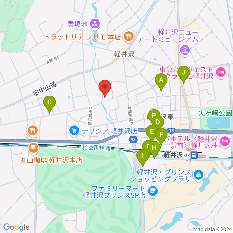 軽井沢ヴィラセシリア音楽堂周辺の駐車場・コインパーキング一覧地図