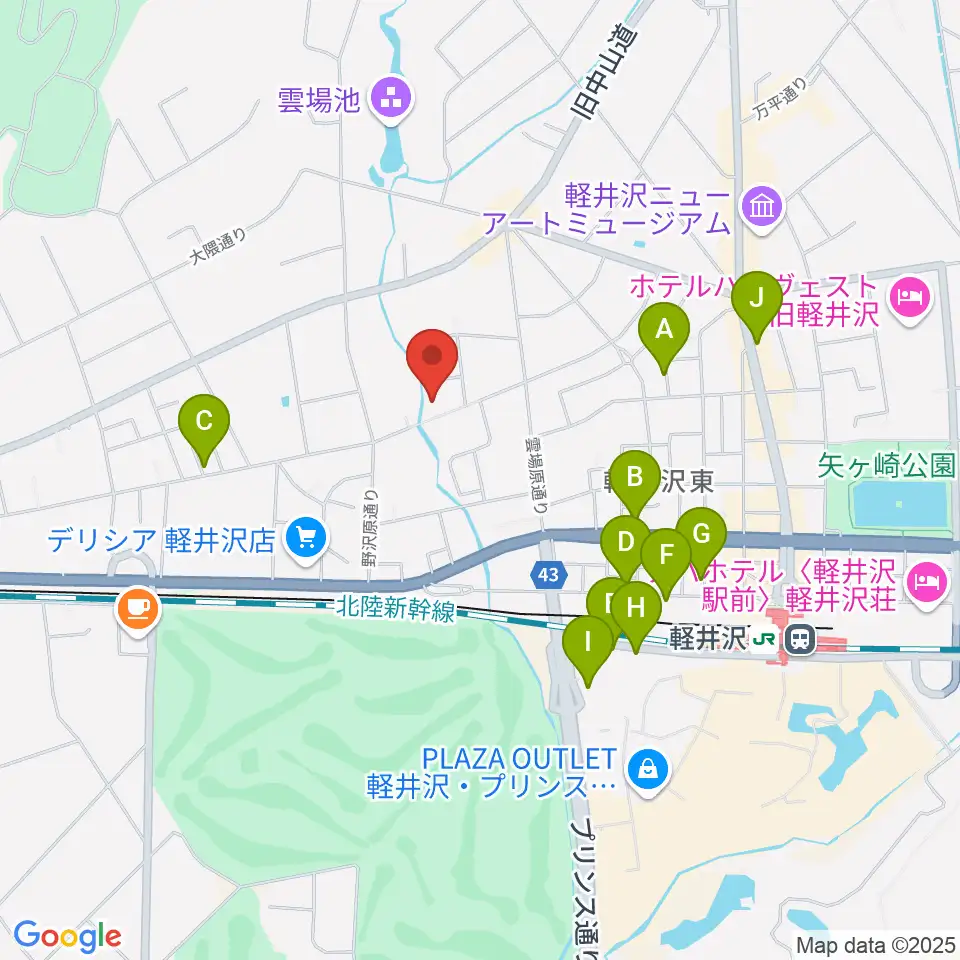 軽井沢ヴィラセシリア音楽堂周辺の駐車場・コインパーキング一覧地図