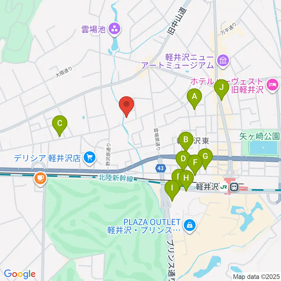 軽井沢ヴィラセシリア音楽堂周辺の駐車場・コインパーキング一覧地図