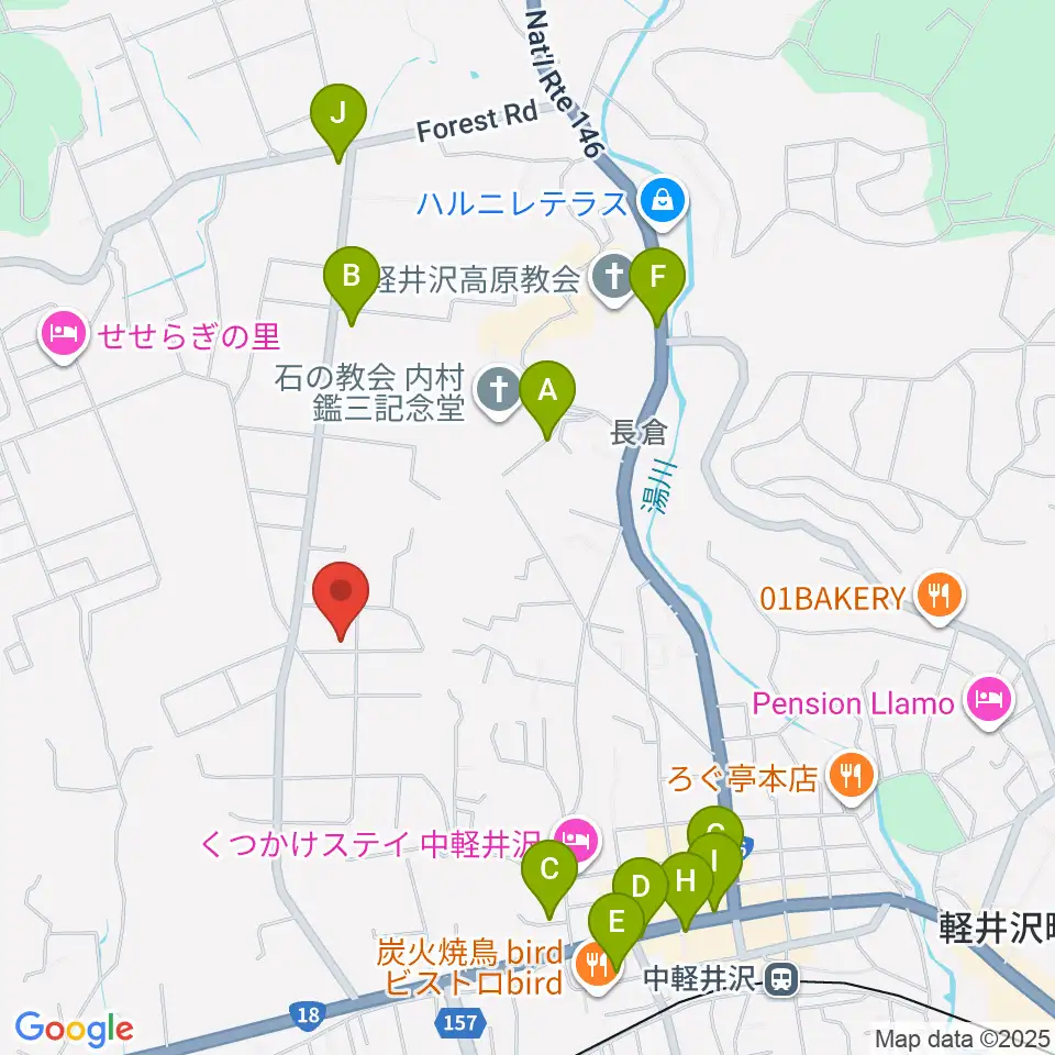 軽井沢コルネ音楽堂周辺の駐車場・コインパーキング一覧地図