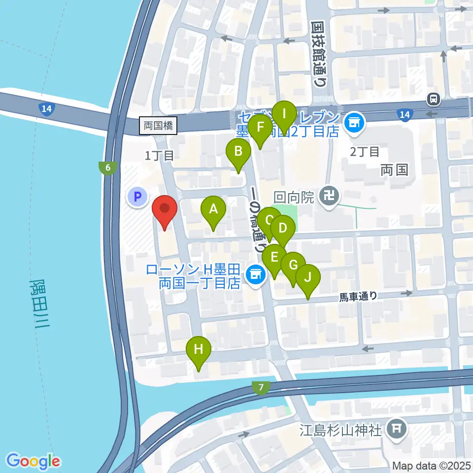 両国門天ホール周辺の駐車場・コインパーキング一覧地図