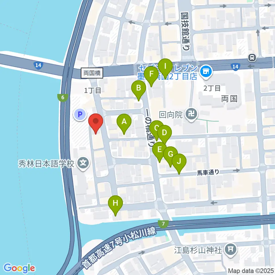 両国門天ホール周辺の駐車場・コインパーキング一覧地図