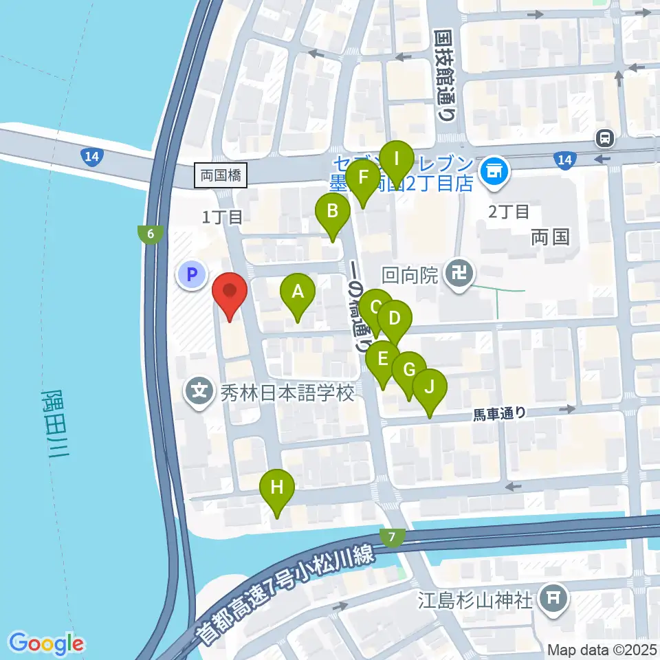 両国門天ホール周辺の駐車場・コインパーキング一覧地図