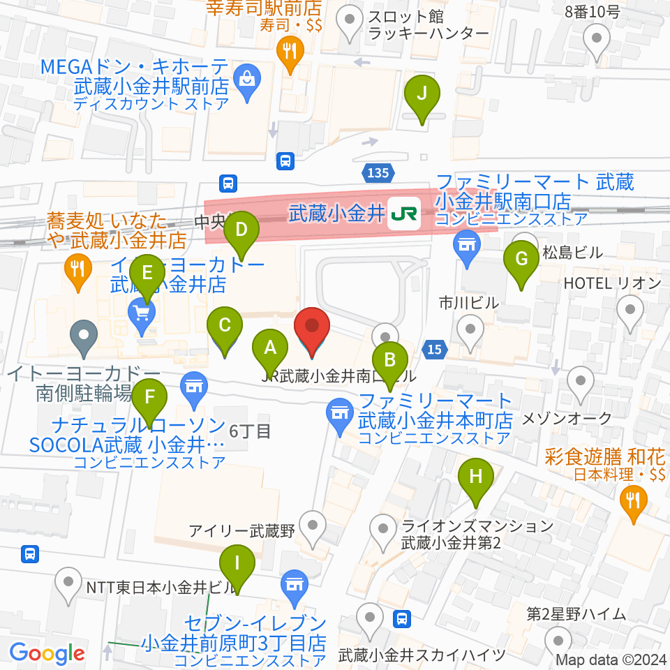 小金井 宮地楽器ホール周辺の駐車場・コインパーキング一覧地図