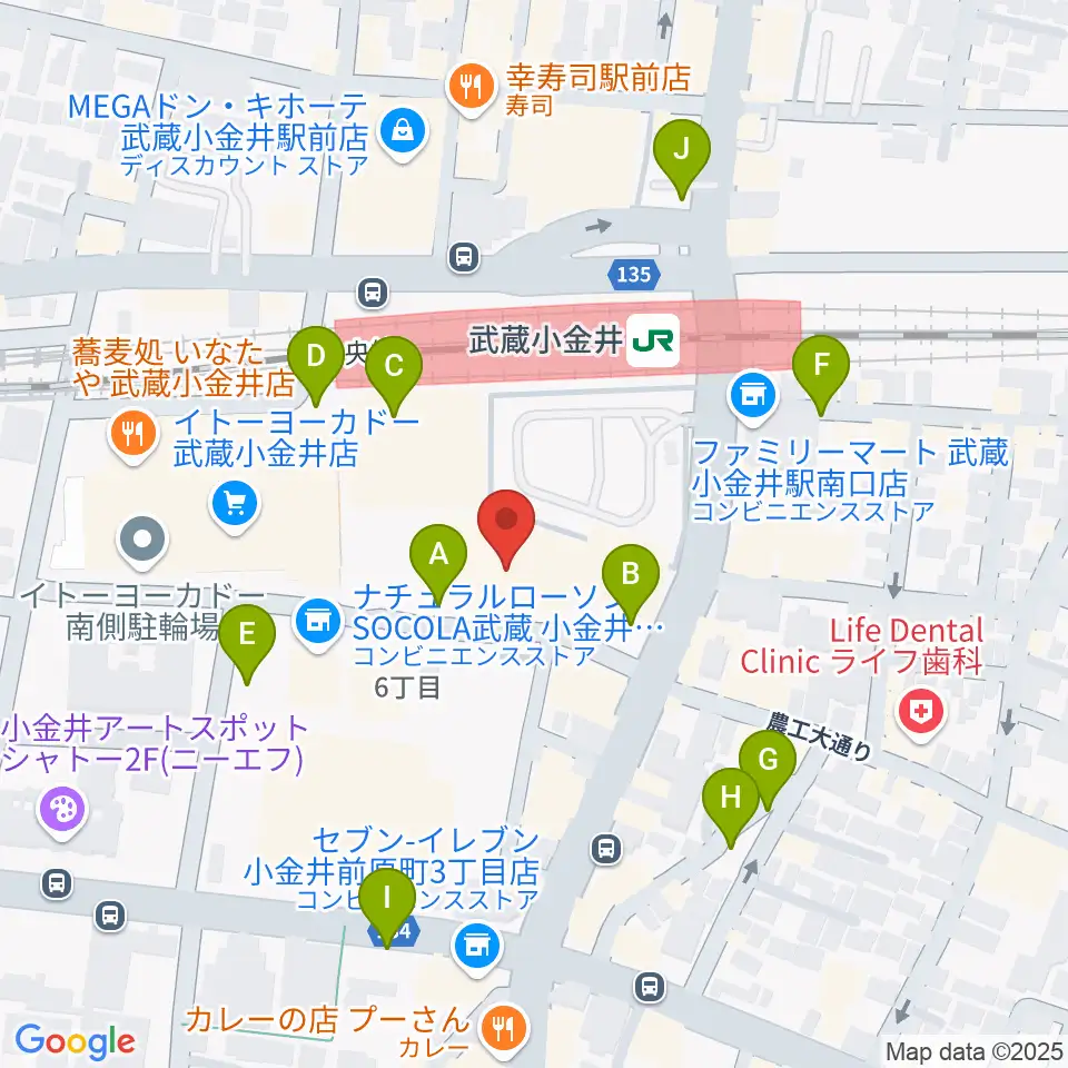 小金井 宮地楽器ホール周辺の駐車場・コインパーキング一覧地図
