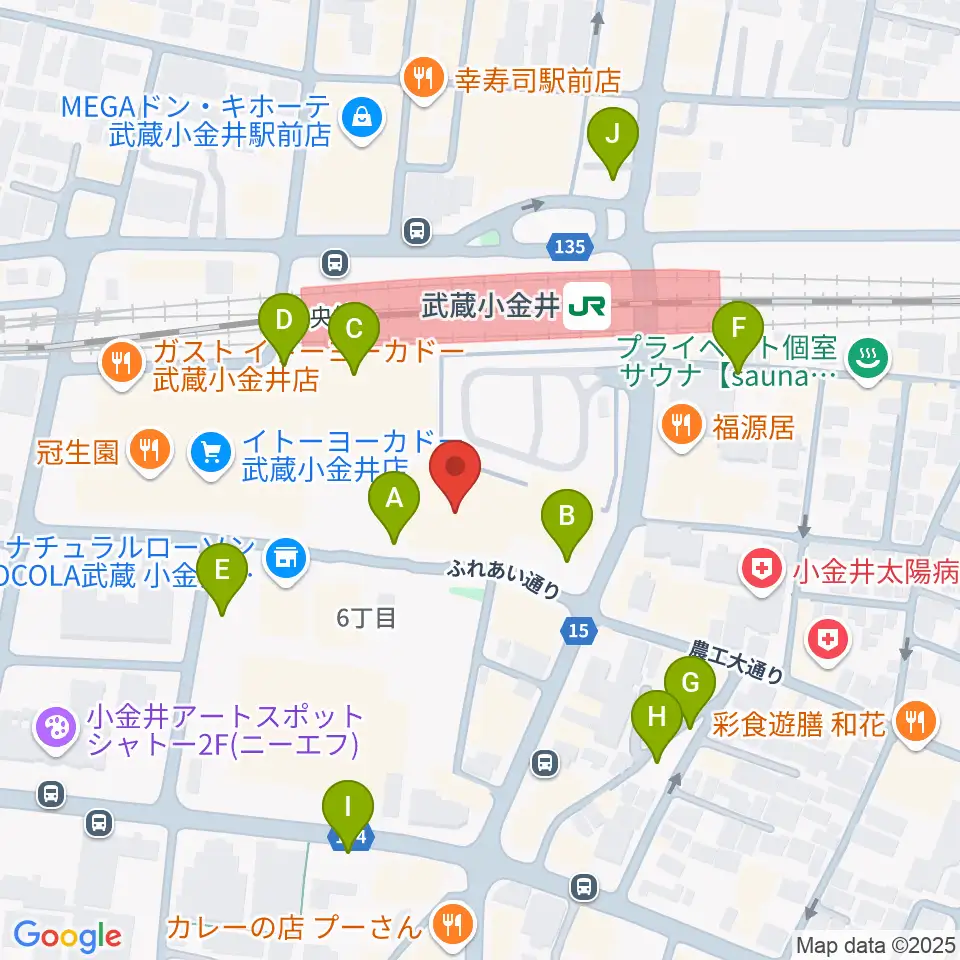 小金井 宮地楽器ホール周辺の駐車場・コインパーキング一覧地図