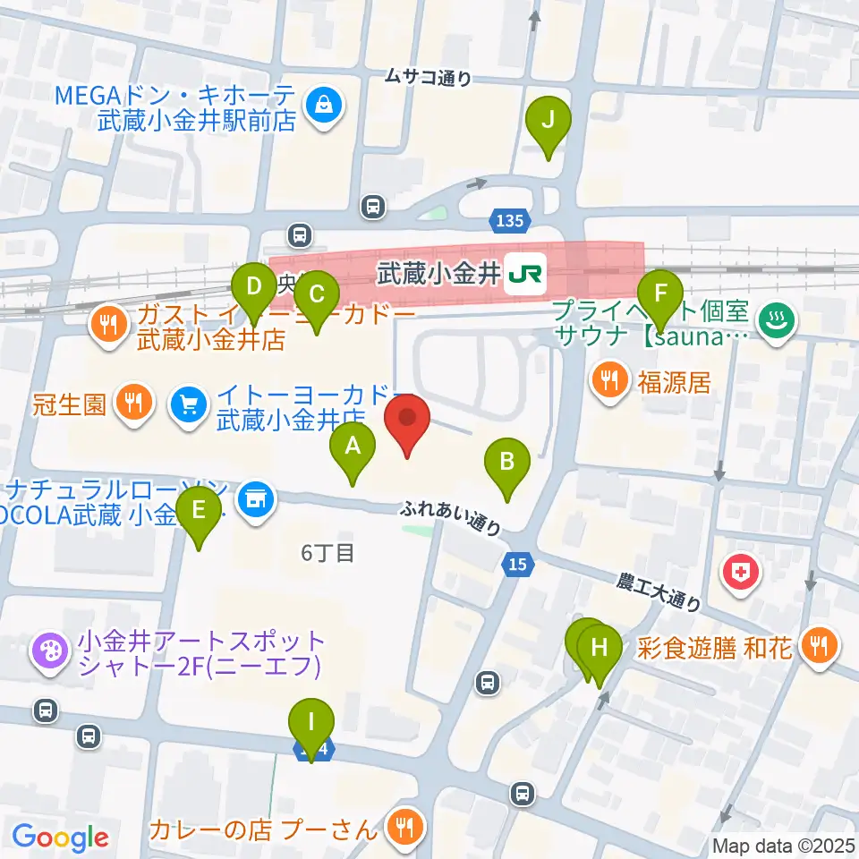 小金井 宮地楽器ホール周辺の駐車場・コインパーキング一覧地図