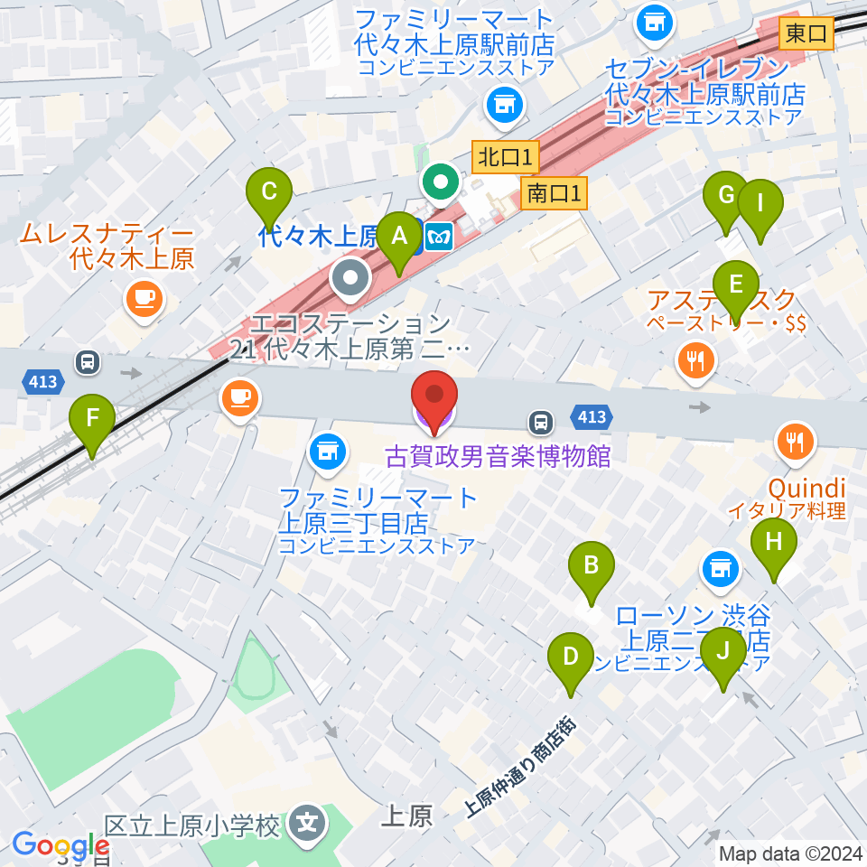 古賀政男音楽博物館周辺の駐車場・コインパーキング一覧地図