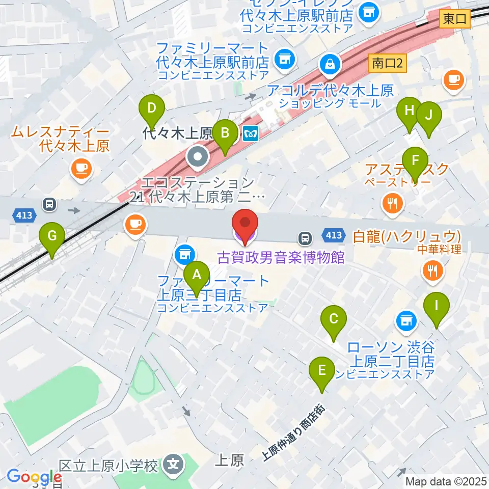 古賀政男音楽博物館周辺の駐車場・コインパーキング一覧地図
