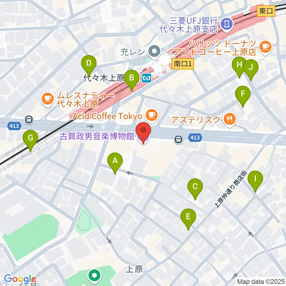 古賀政男音楽博物館周辺の駐車場・コインパーキング一覧地図