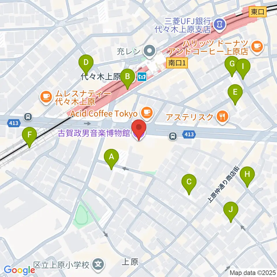 古賀政男音楽博物館周辺の駐車場・コインパーキング一覧地図
