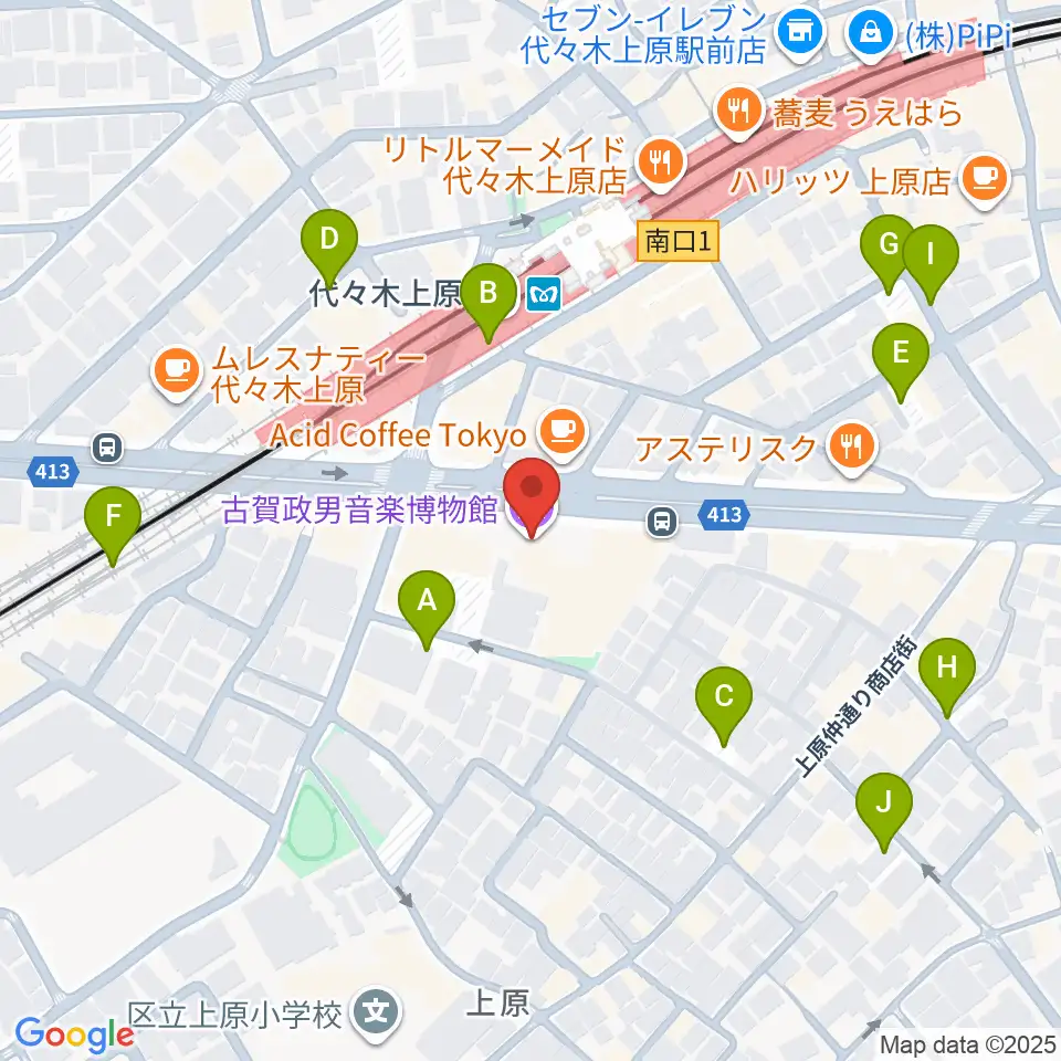 古賀政男音楽博物館周辺の駐車場・コインパーキング一覧地図