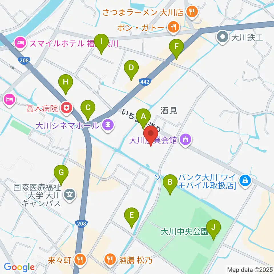 大川市文化センター周辺の駐車場・コインパーキング一覧地図