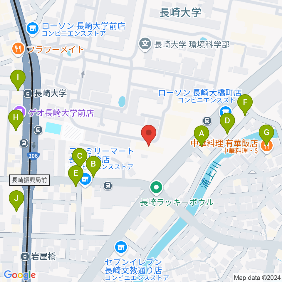 長崎創楽堂周辺の駐車場・コインパーキング一覧地図