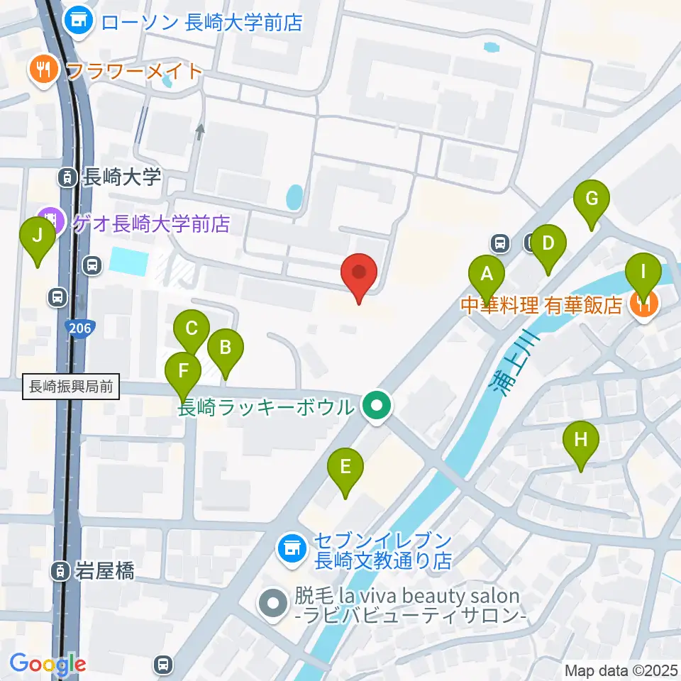 長崎創楽堂周辺の駐車場・コインパーキング一覧地図