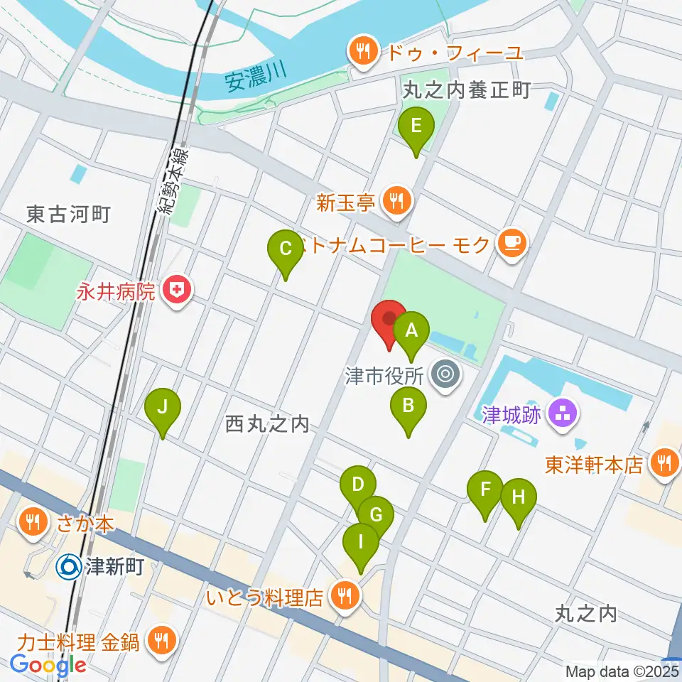 津リージョンプラザ周辺の駐車場・コインパーキング一覧地図