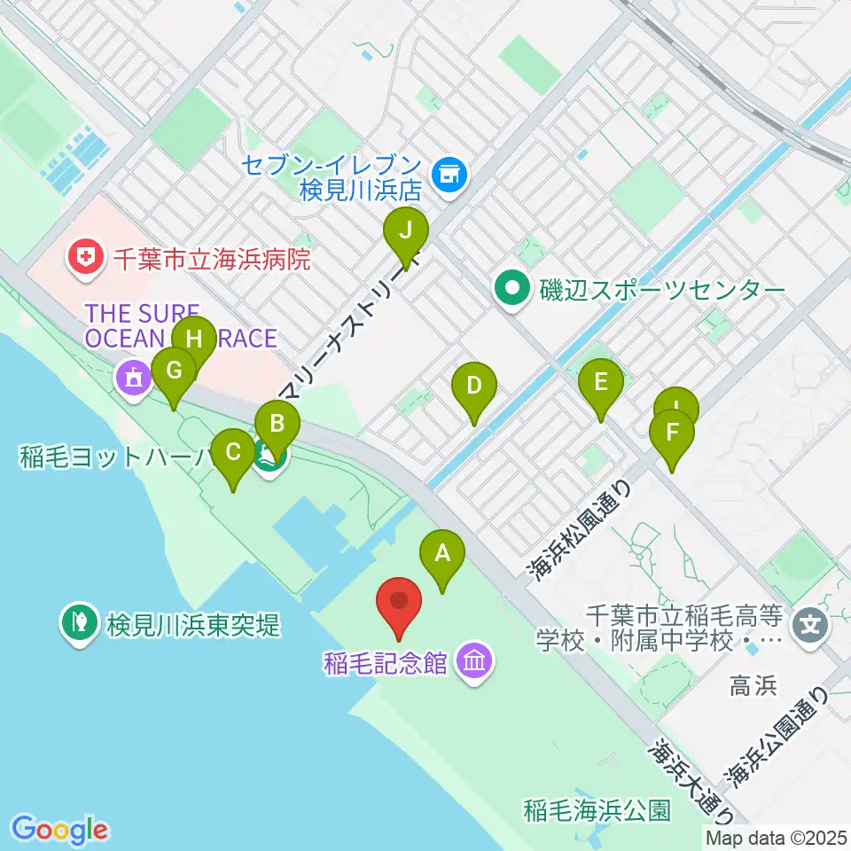 稲毛海浜公園 野外音楽堂周辺の駐車場・コインパーキング一覧地図