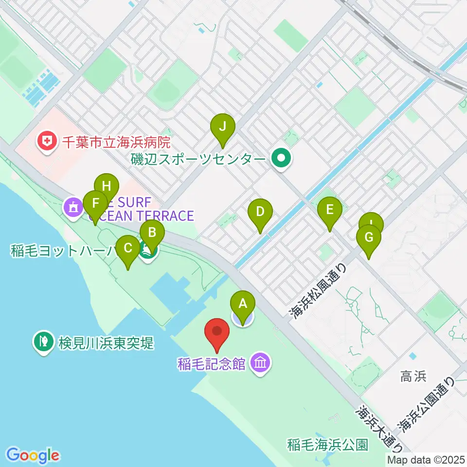 稲毛海浜公園 野外音楽堂周辺の駐車場・コインパーキング一覧地図
