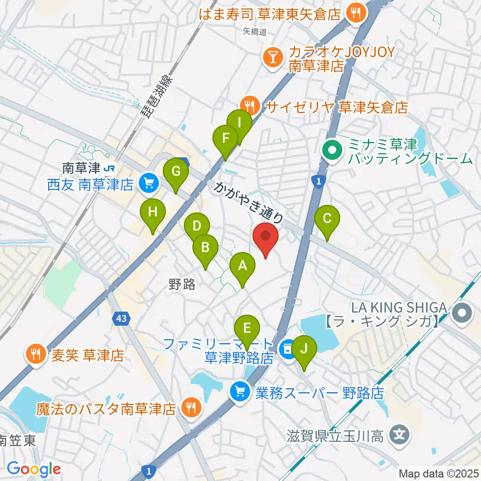 草津クレアホール周辺の駐車場・コインパーキング一覧地図