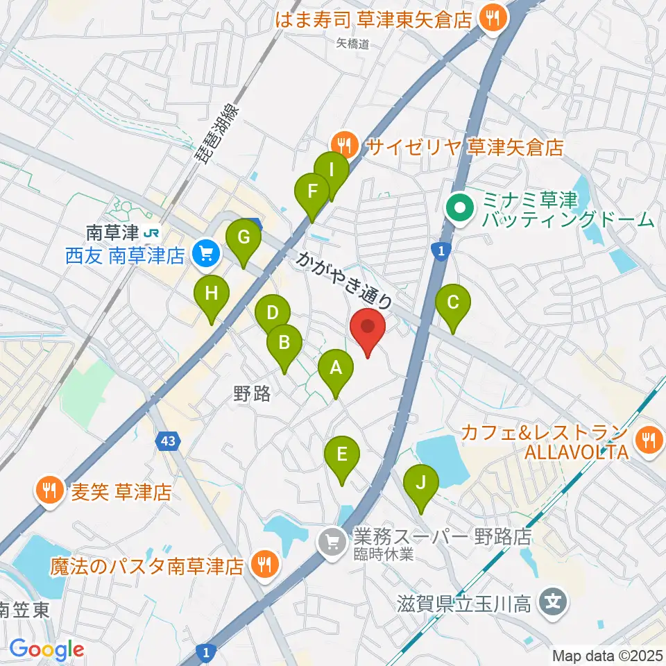 草津クレアホール周辺の駐車場・コインパーキング一覧地図
