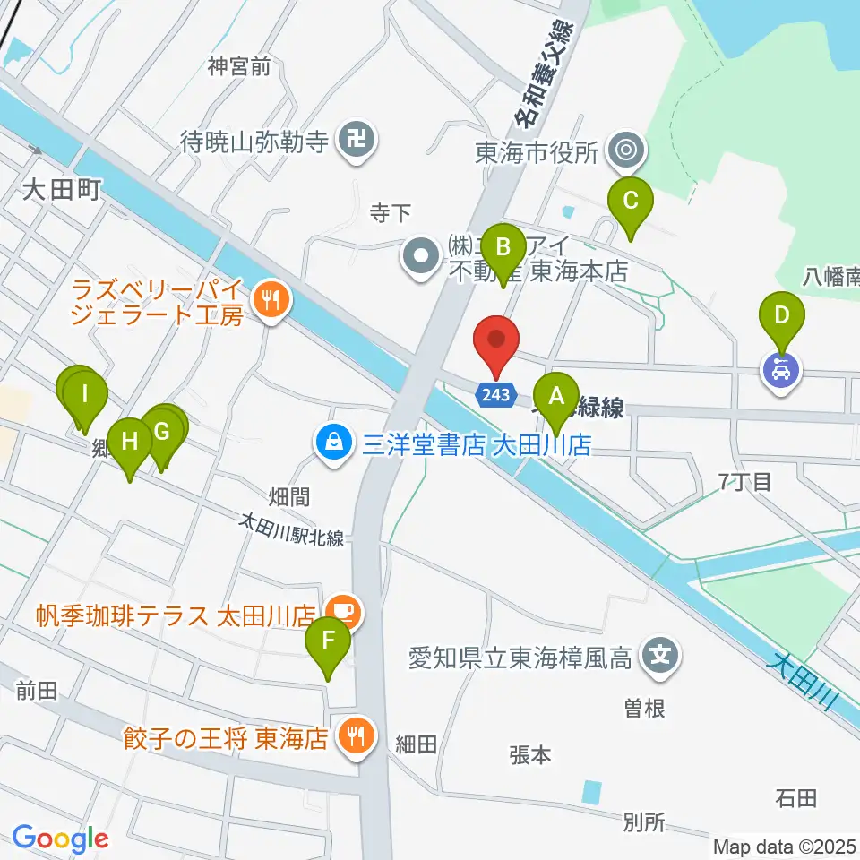 マツイシ楽器店 大田川センター周辺の駐車場・コインパーキング一覧地図