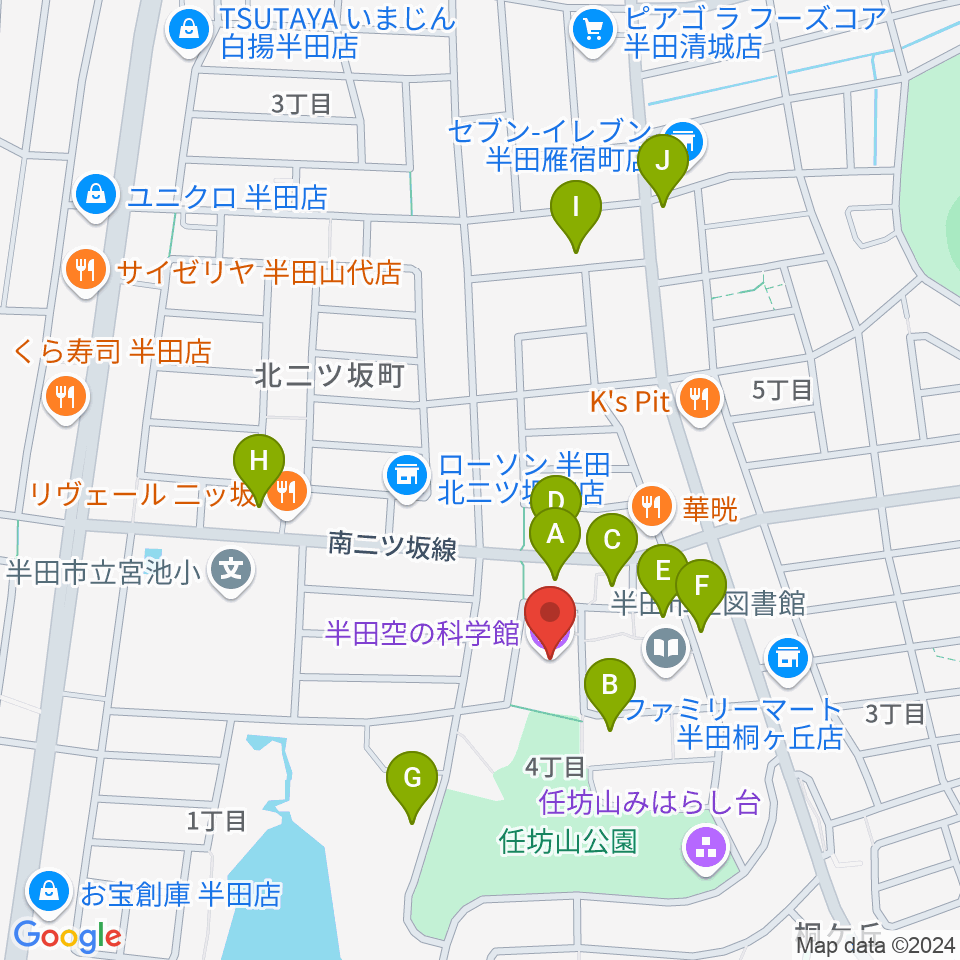 半田空の科学館周辺の駐車場・コインパーキング一覧地図