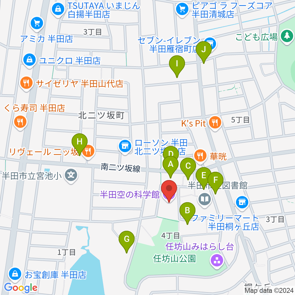 半田空の科学館周辺の駐車場・コインパーキング一覧地図