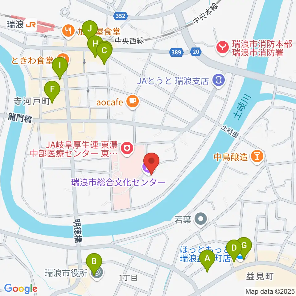 瑞浪市総合文化センター周辺の駐車場・コインパーキング一覧地図