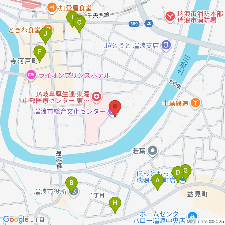 瑞浪市総合文化センター周辺の駐車場・コインパーキング一覧地図