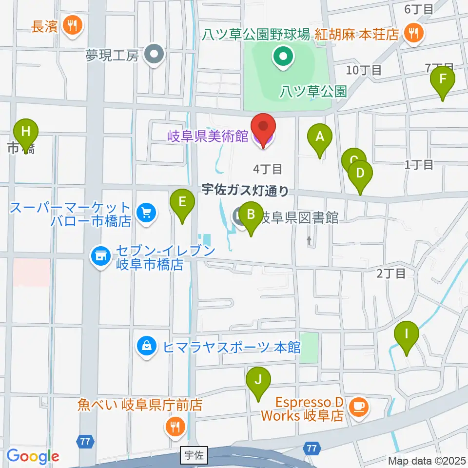 岐阜県美術館周辺の駐車場・コインパーキング一覧地図