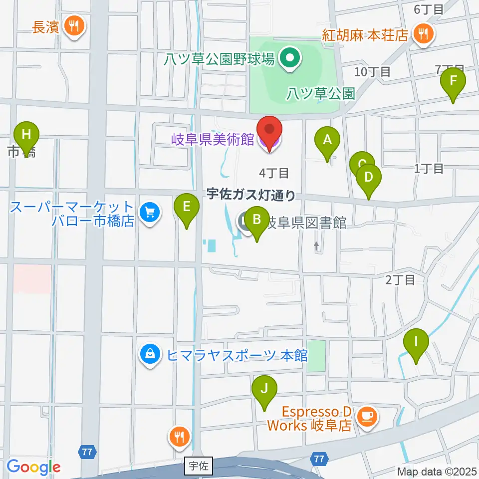 岐阜県美術館周辺の駐車場・コインパーキング一覧地図