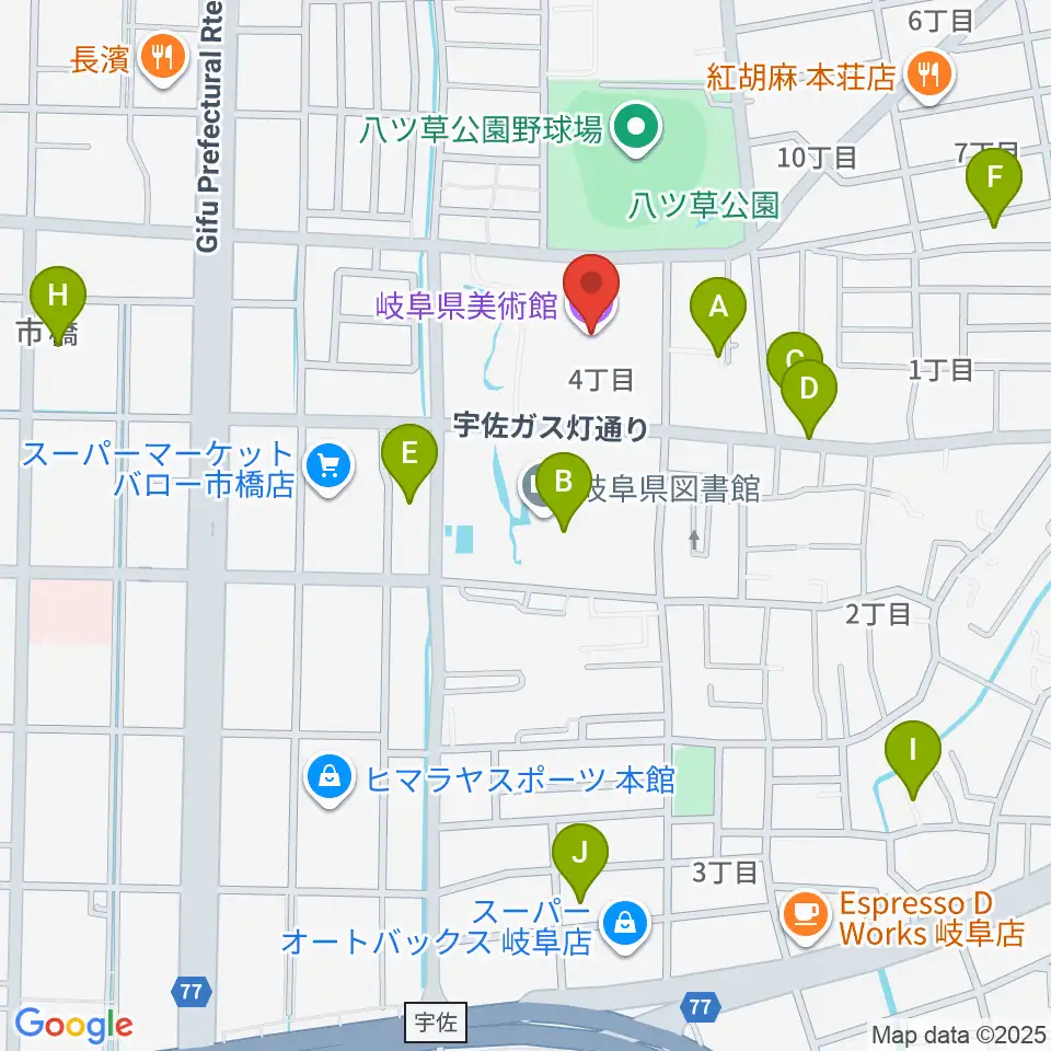 岐阜県美術館周辺の駐車場・コインパーキング一覧地図