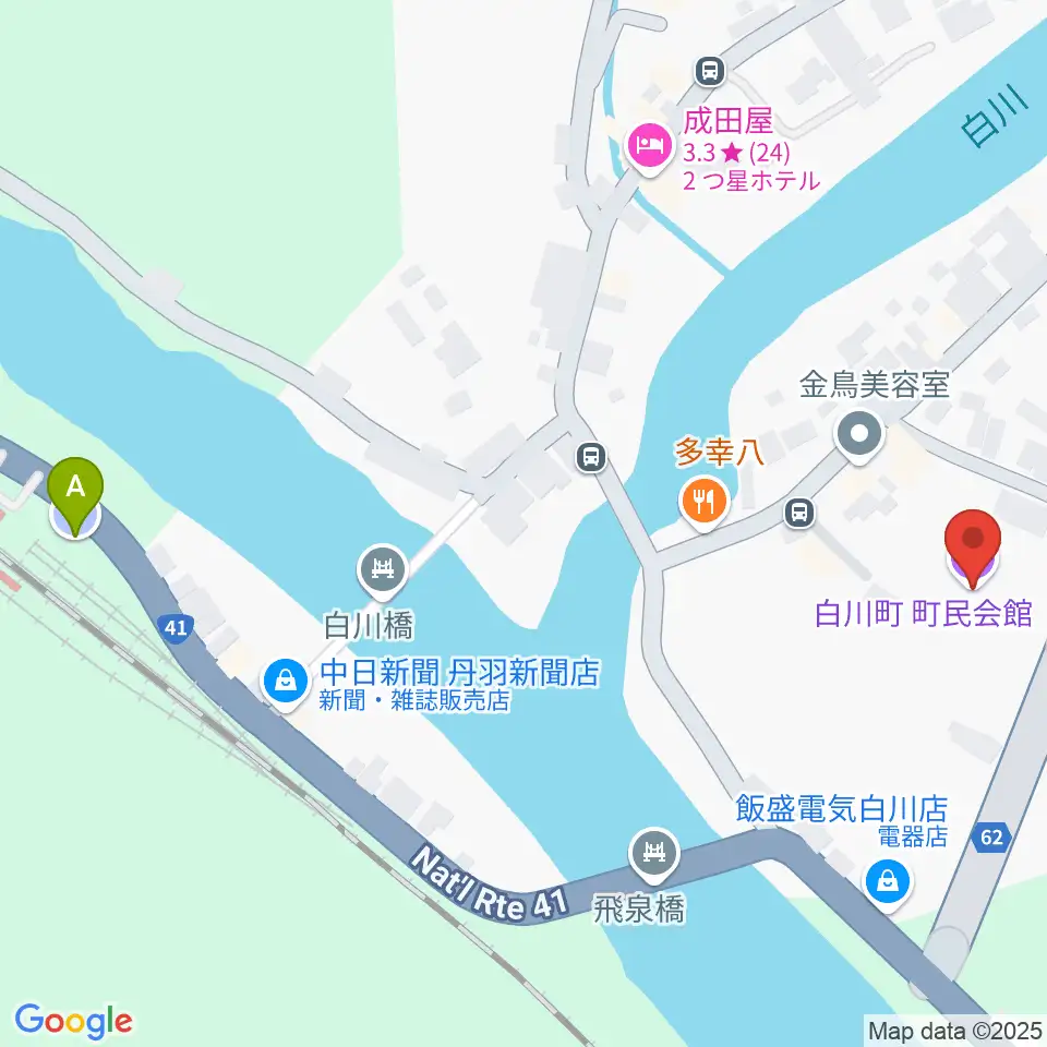 白川町町民会館グロリアホール周辺の駐車場・コインパーキング一覧地図