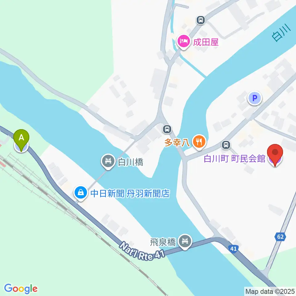 白川町町民会館グロリアホール周辺の駐車場・コインパーキング一覧地図