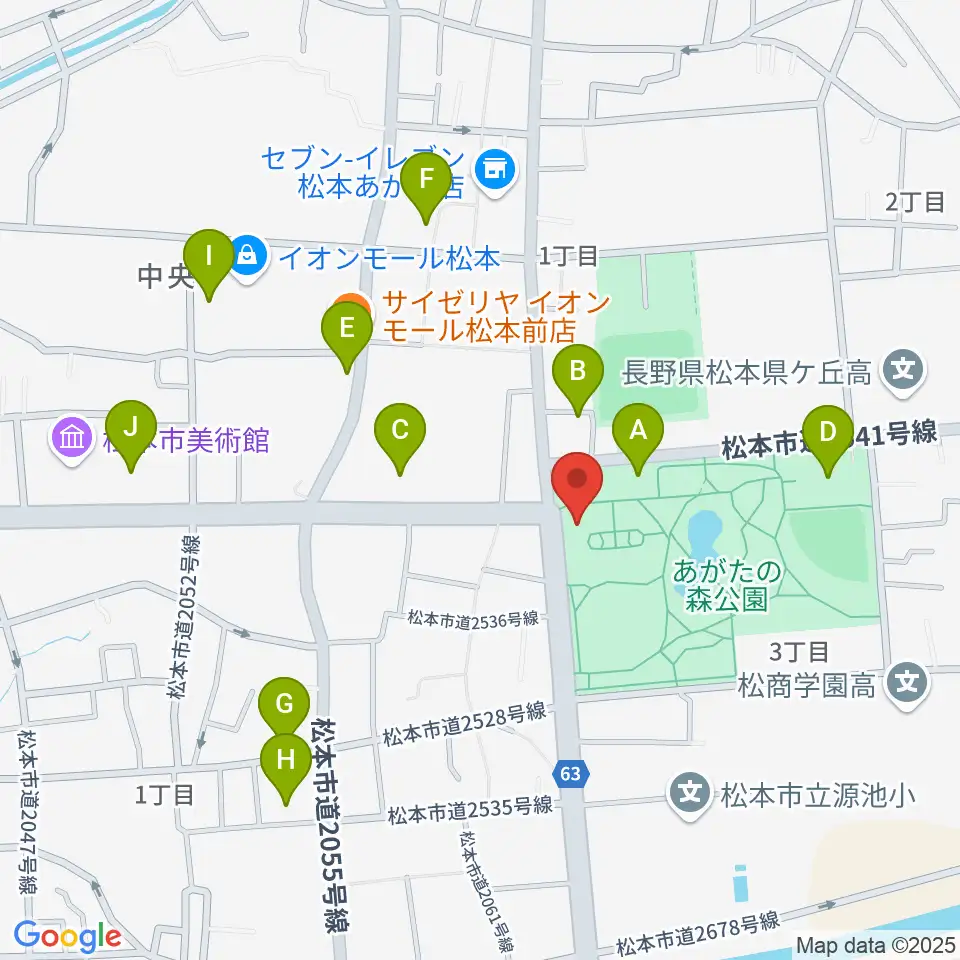 あがたの森文化会館周辺の駐車場・コインパーキング一覧地図