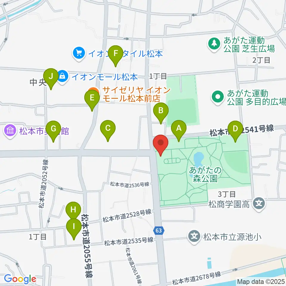 あがたの森文化会館周辺の駐車場・コインパーキング一覧地図
