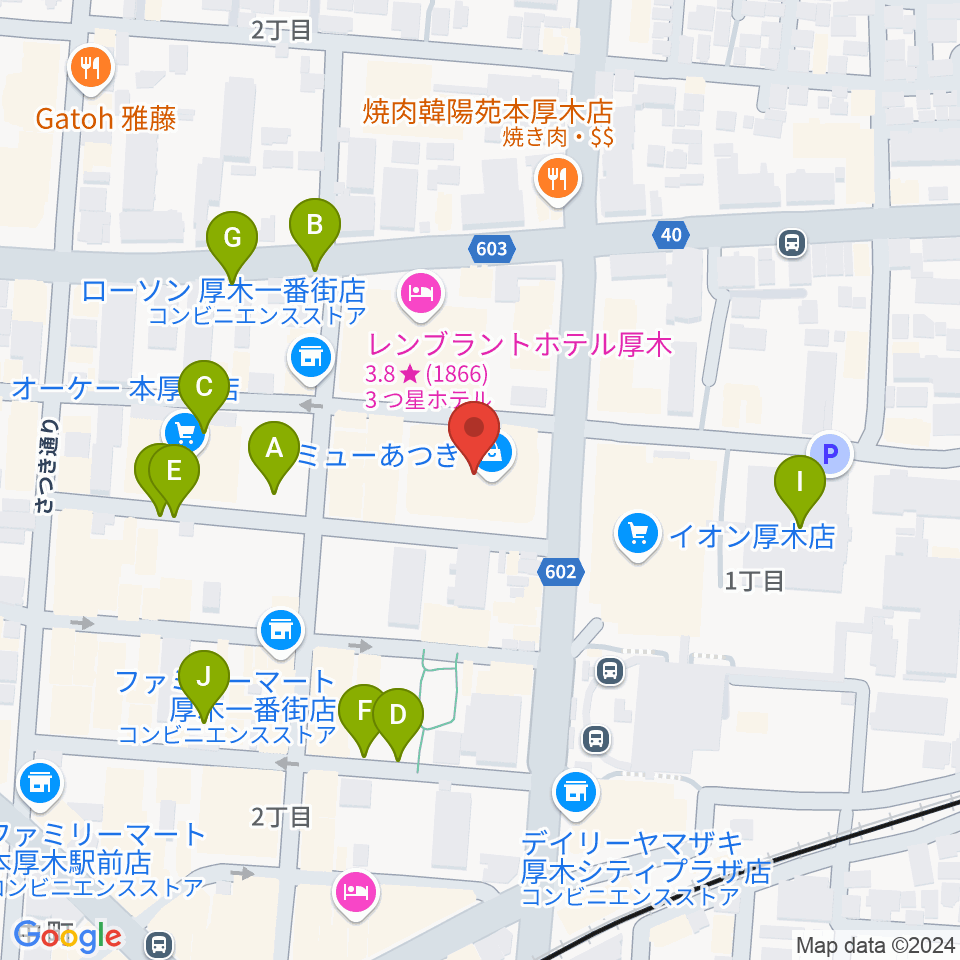 あつぎ市民交流プラザ周辺の駐車場・コインパーキング一覧地図