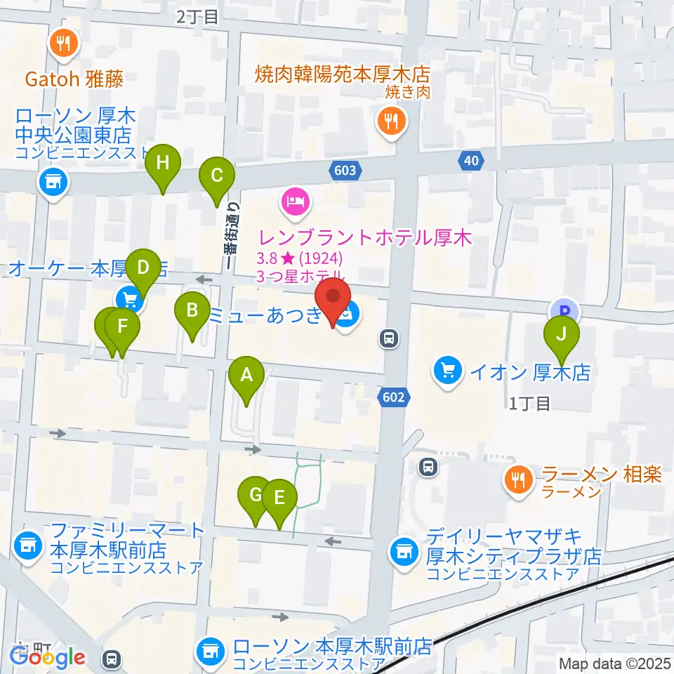 あつぎ市民交流プラザ周辺の駐車場・コインパーキング一覧地図