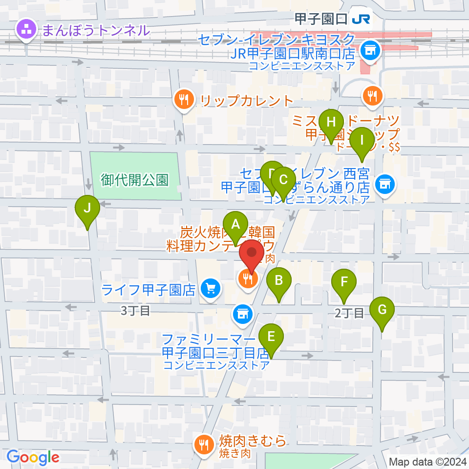 甲子園口アンクルジャム周辺の駐車場・コインパーキング一覧地図