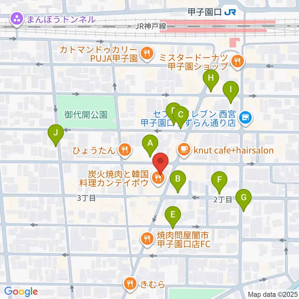 甲子園口アンクルジャム周辺の駐車場・コインパーキング一覧地図