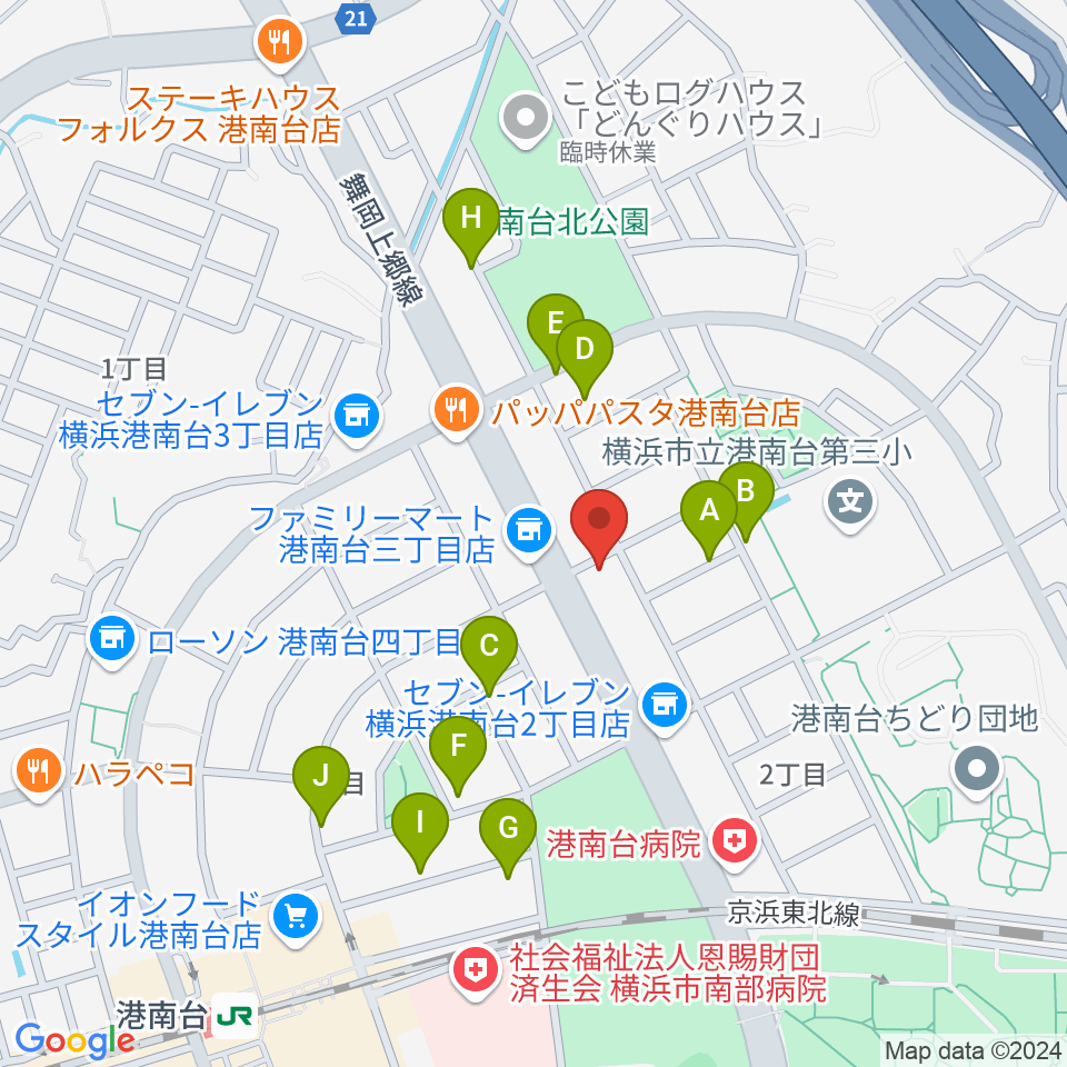 新堀ギター音楽院 港南台教室周辺の駐車場・コインパーキング一覧地図