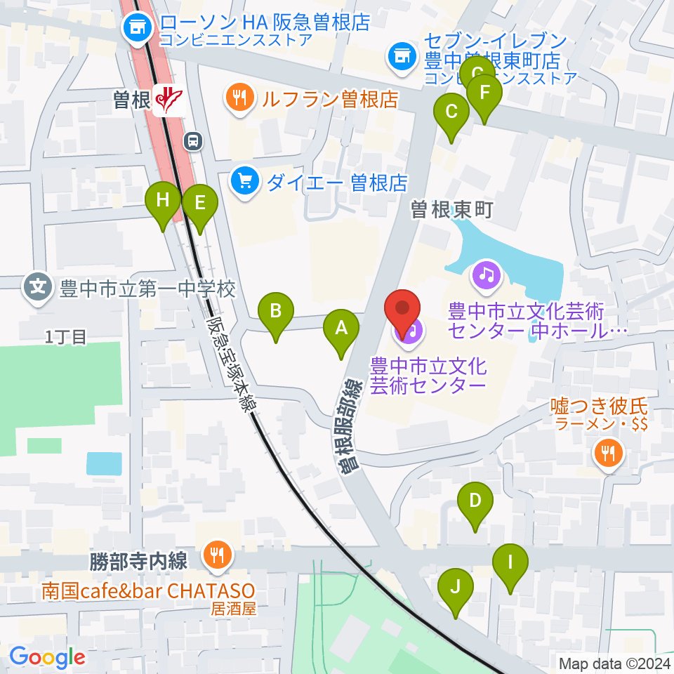 豊中市立文化芸術センター周辺の駐車場・コインパーキング一覧地図