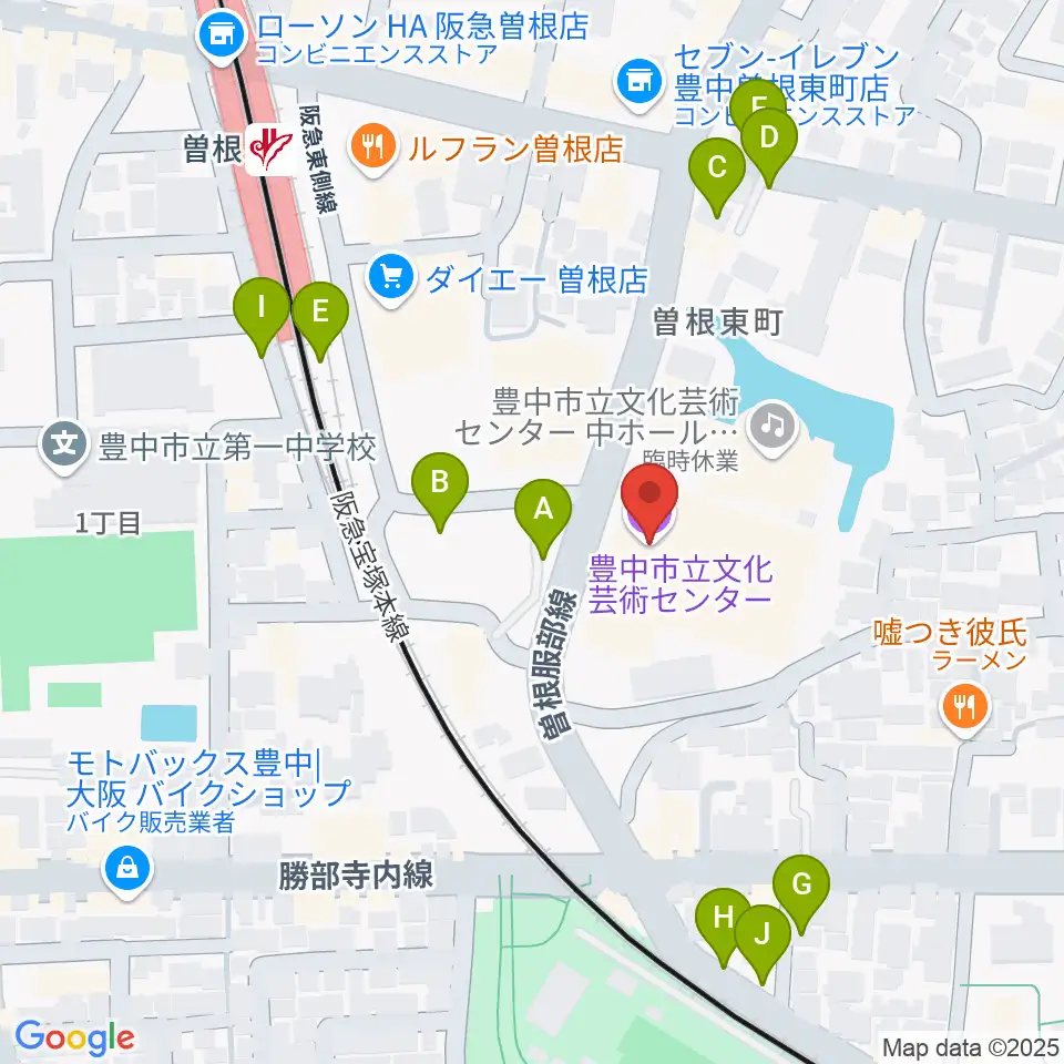 豊中市立文化芸術センター周辺の駐車場・コインパーキング一覧地図