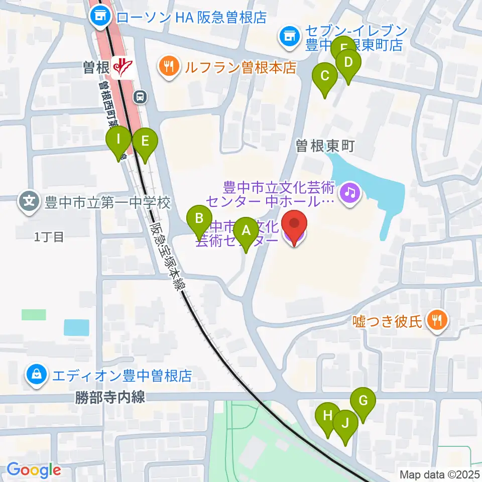 豊中市立文化芸術センター周辺の駐車場・コインパーキング一覧地図