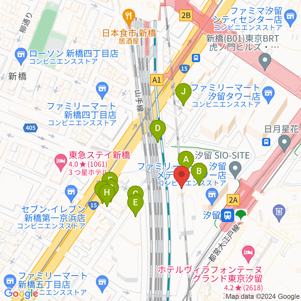 日仏文化協会 汐留ホール周辺の駐車場・コインパーキング一覧地図