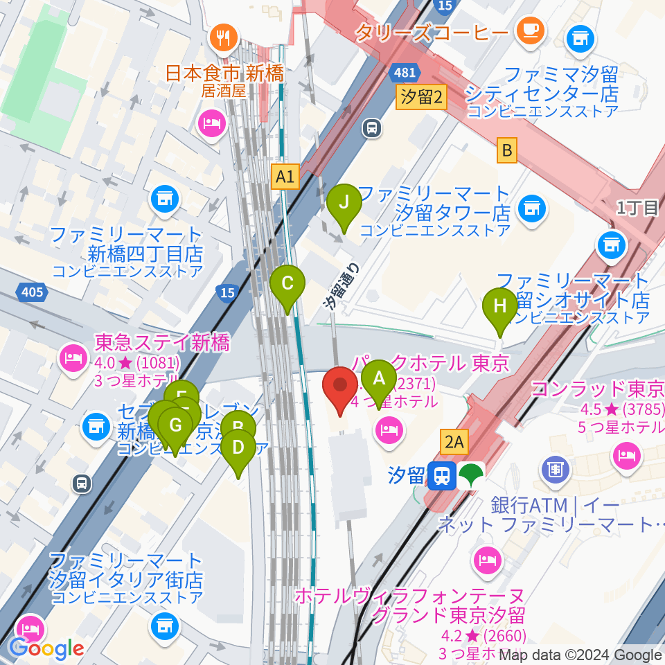 日仏文化協会 汐留ホール周辺の駐車場・コインパーキング一覧地図