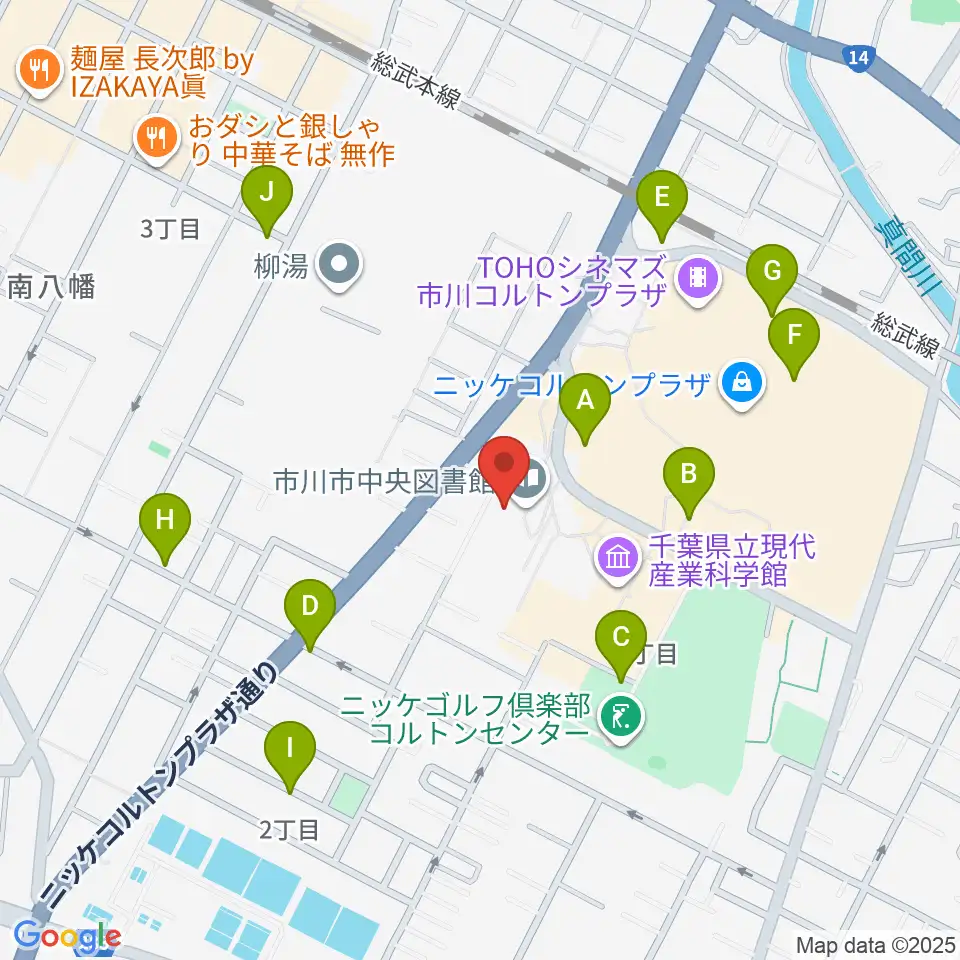 市川市文学ミュージアム周辺の駐車場・コインパーキング一覧地図